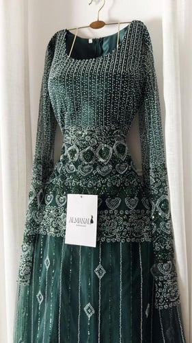 فستان سهره تل مطرز بخرر يدوي