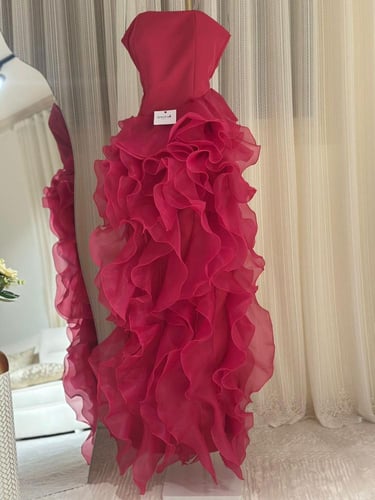 فستان فوشي مصدر كريب باربي وكلوش اورجنزا