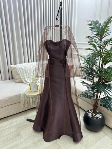 فستان سهره بني ميكادو تل ورود