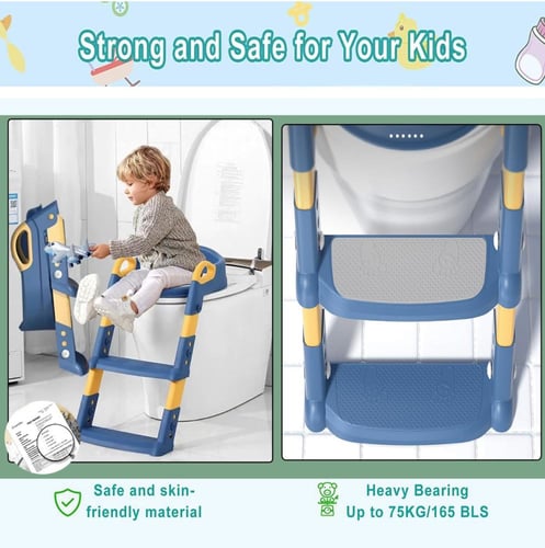 مقعد تدريب الحمام للأطفال مع سلم