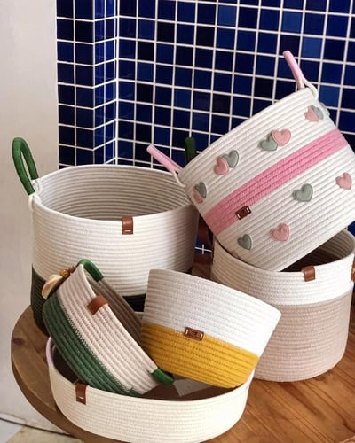 حبال التريس لون وردي لخياطة السلال والقواعد