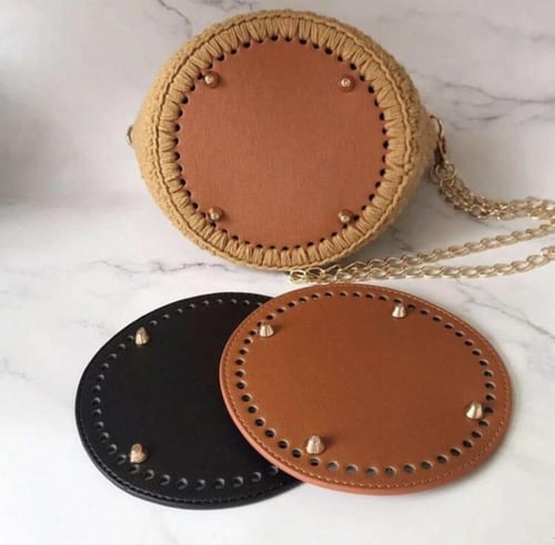 قاعدة جلد دائرية لحقيبة كروشيه – مقاس 22 سم