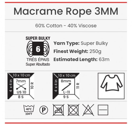 762 يارن ارت مكرمية روب 3 ملم YarnArt Macrame Rope...