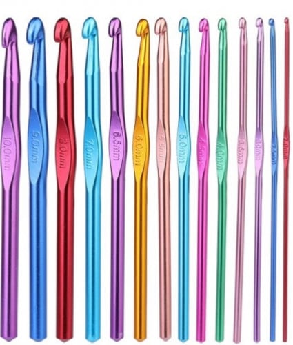 سنارة كروشيه المونيوم بمقاسات مختلفة