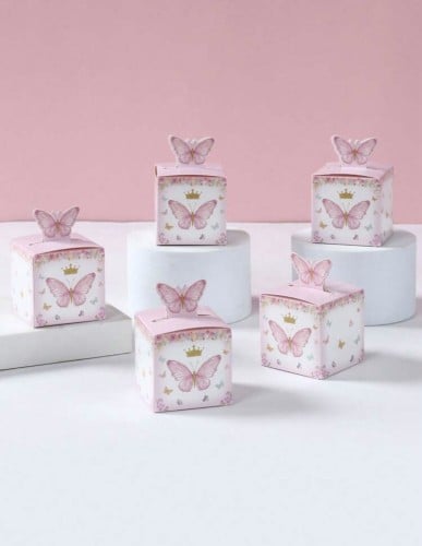 توزيعات ميني جاهزة ومعبئة "12 حبة" الفراشات الوردي...