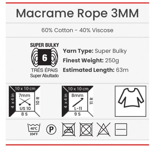 765 يارن ارت مكرمية روب 3 ملم YarnArt Macrame Rope...