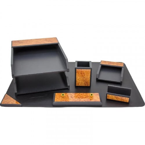 طقم مكتب فينيل بني /اسود