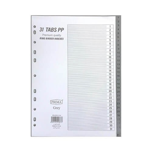 فواصل ملفات بريما رمادي من 1-31