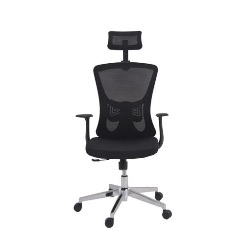 كرسي شبك دوار ظهر عالي لون اسود