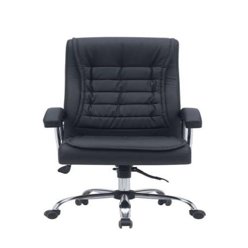 كرسي جلد اسود متحرك