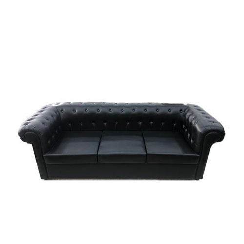 كنب جلد ثلاثي اسود