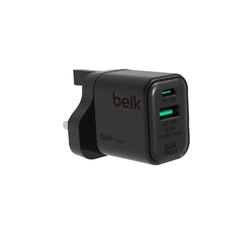 شاحن جداري منفذ تايب سي + منفذ USB بقوة 33 واط بيل...