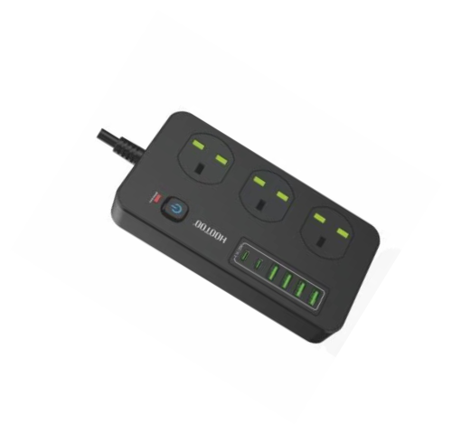 توصيلة كهرباء 3 مقابس مع منافذ USB من شركة هوتو