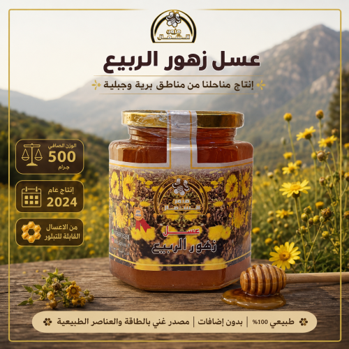 عسل زهور الربيع نص كيلو 500 جرام إنتاج عام 2024 مت...