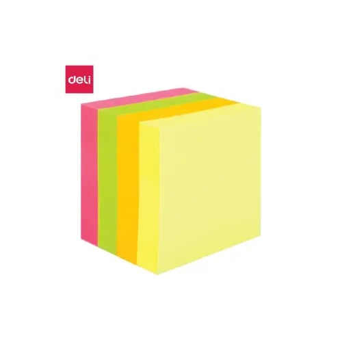 ورق ملاحظات لاصق ملون Deli مقاس 5 × 5 سم بـ 4 ألوا...
