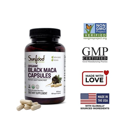 صن فوود، كبسولات الماكا السوداء العضوية، 800 ملجم،...