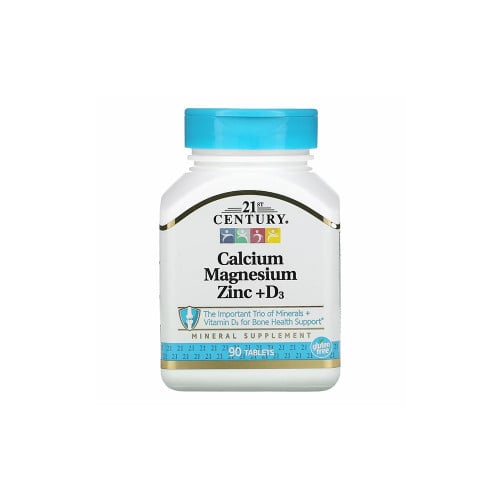 21 سينشري, كالسيوم، مغنيسيوم، زنك وفيتامين دي3، مع...