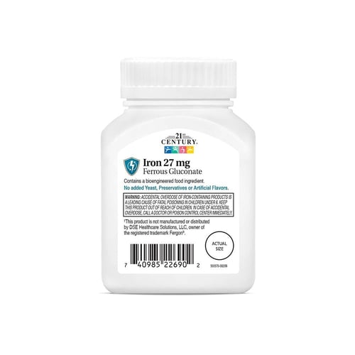 21 سينشري, حديد 27 ملجم، غلوكونات الحديد، مكمل غذا...
