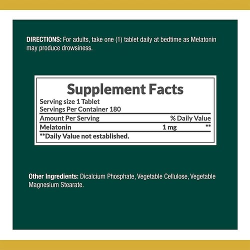 نيتشرز باونتي، ميلاتونين، 1 ملجم، لنوم هنيء ولفترة...