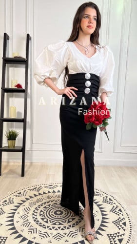فستان ابيض اسود