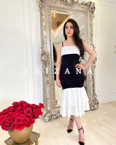 فستان سهرة اسود طبقات