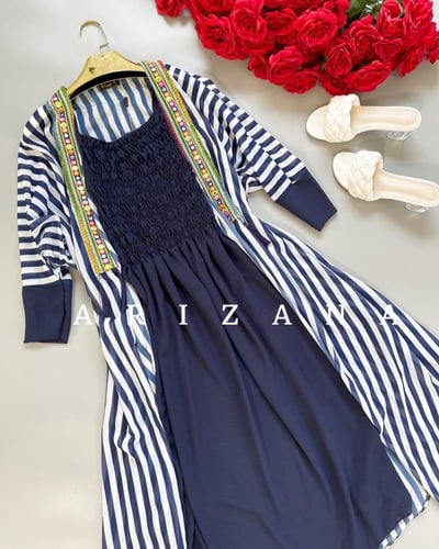 جلابية كحلي مخططه