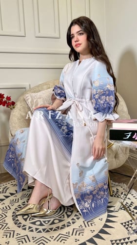 فستان مدرج ازرق