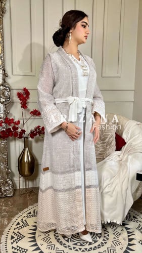 جلابيه ابيض بيج قطعتين