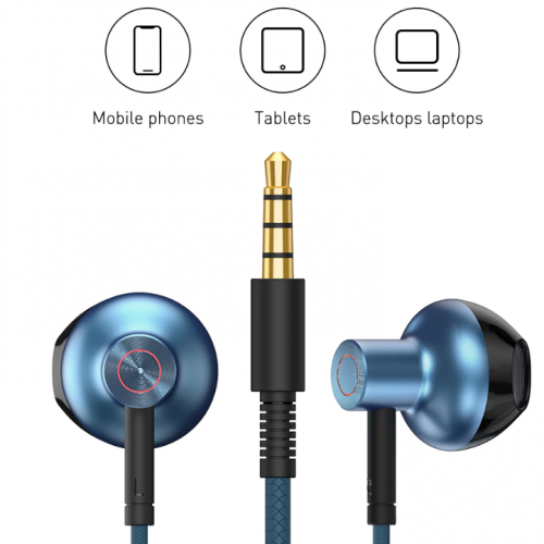 سماعة سلكية مع ميكروفون بمدخل اوكس 3.5/ 3.5 . Wire...