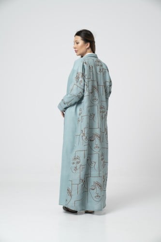 لنن مطرز من الخلف