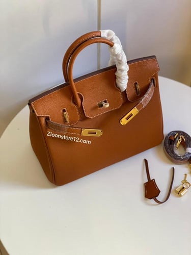 Leather bag 25 or 30 cm Brown