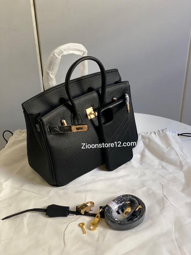 Leather bag 25 or 30 cm black