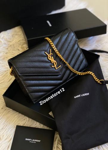 Saint Laurent chain wallet leather black
