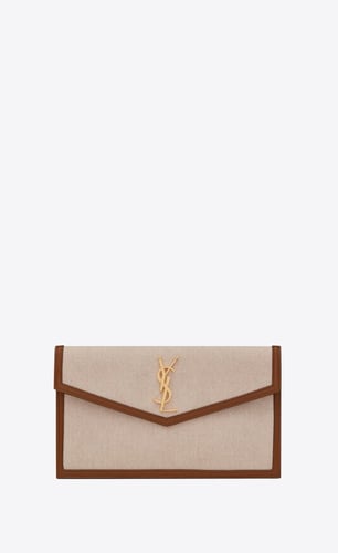 YSL flat pouch canvas and leather
