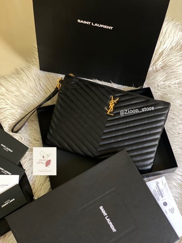Pouch YSL 30x21 cm black gold