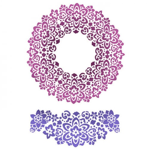 ستيمبيريا استنسل جي 29,7سم×21سم إكليل من الزهور شك...