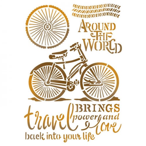 ستيمبيريا استنسل جي 29,7سم×21سم حول العالم الدراجة