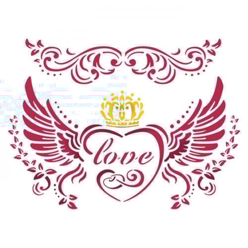 ستيمبيريا استنسل دي 20سم×15سم الحب مع الأجنحة