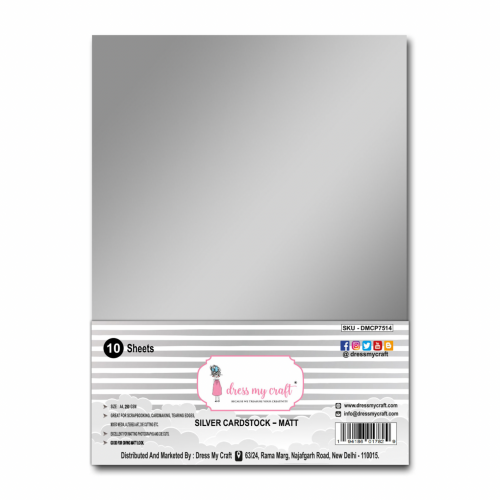 10 أوراق كاردستوك A4 مطفي 250 جم - لون فضي
