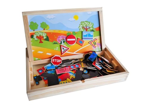 لعبة صندوق السيارات خشبية مغناطيس ..