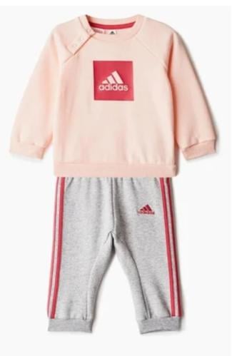 طقم مواليد بناتي وردي Adidas قطن