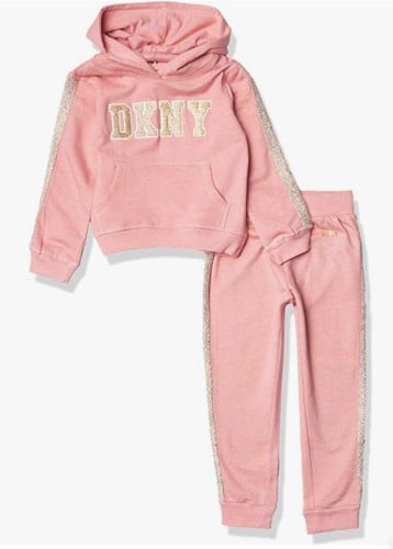 طقم مواليد وردي قطن ربيعي دكني Dkny