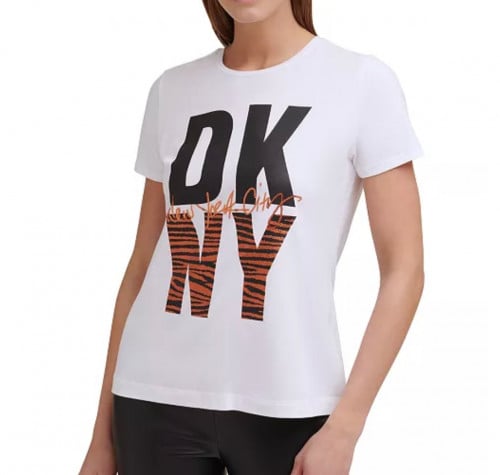 تيشرت نسائي قطن أبيض دكني Dkny