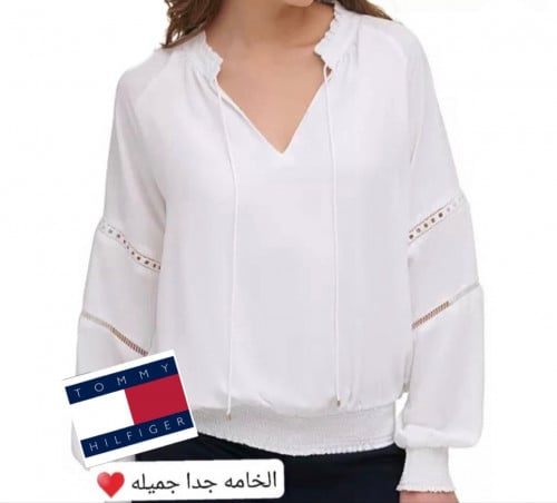 قميص نسائي تومي هيلفيغر (Tommy Hilfiger) ابيض جرجي...