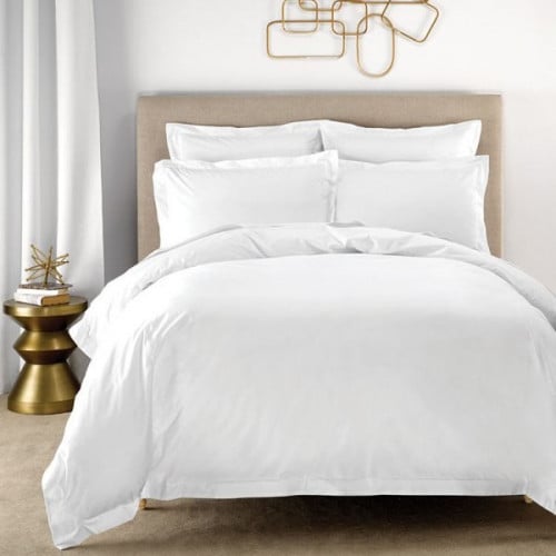 طقم مفرش فندقي فاخر أبيض سادة نفرين 7 قطع 200×200...