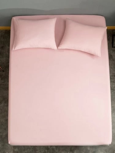 شرشف مرتبة وردي سادة نفرين مع مطاط 180×200سم (بدون...