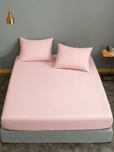 شرشف مرتبة وردي سادة نفرين مع مطاط 180×200سم (بدون...