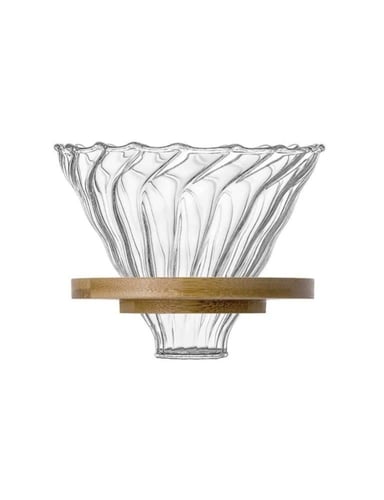 قمع تقطير v60 - مع قاعده خشبيه