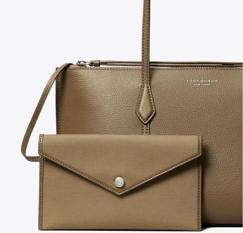 توري بورش SMALL PERRY COATED CANVAS TOTE