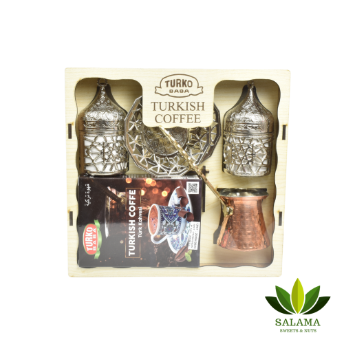 طقم فنجان قهوة نحاس مع قهوة تركية